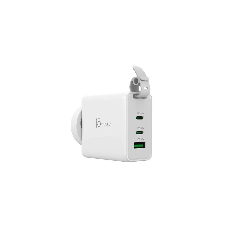 j5create 65W GaN USB-C 3-Port Traveler Charger with changeable AC plugs and USB-C cable