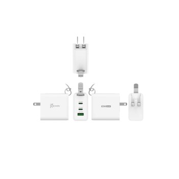 65W GaN USB-C  3-Port Traveler Charger with changeable AC plugs and USB-C  cable