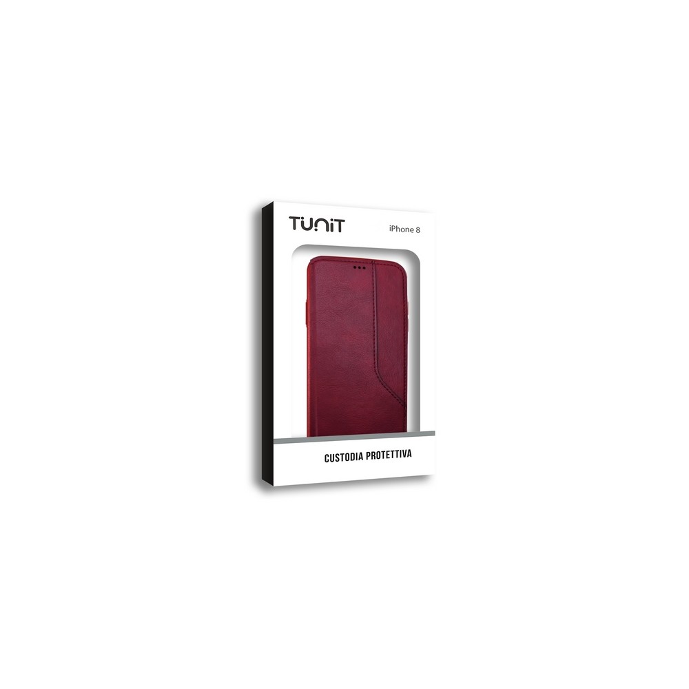 TUNIT LIGHT CASE - IPHONE 8/SE \\ CUSTODIA PORTFOLIO EFFETTO PELLE - RED