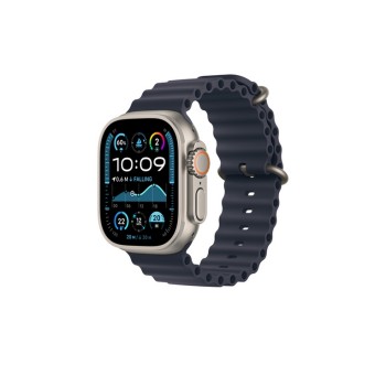 49mm Navy Ocean Band - Natural Titanium Finish