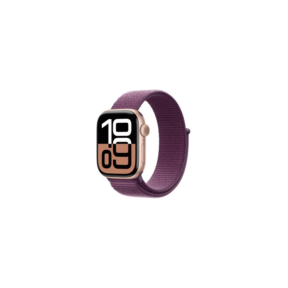 Apple Watch Series 10 GPS 42mm Rose Gold Aluminium Case with Plum Sport Loop