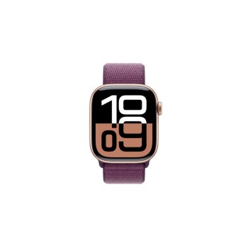 Apple Watch Series 10 GPS 42mm Rose Gold Aluminium Case with Plum Sport Loop