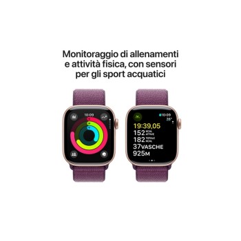 Apple Watch Series 10 GPS 42mm Rose Gold Aluminium Case with Plum Sport Loop