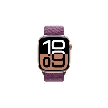 Apple Watch Series 10 GPS 46mm Rose Gold Aluminium Case with Plum Sport Loop