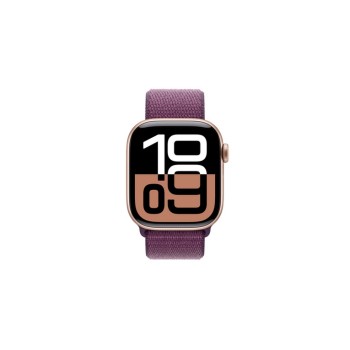 Apple Watch Series 10 GPS + Cellular 42mm Rose Gold Aluminium Case with Plum Sport Loop