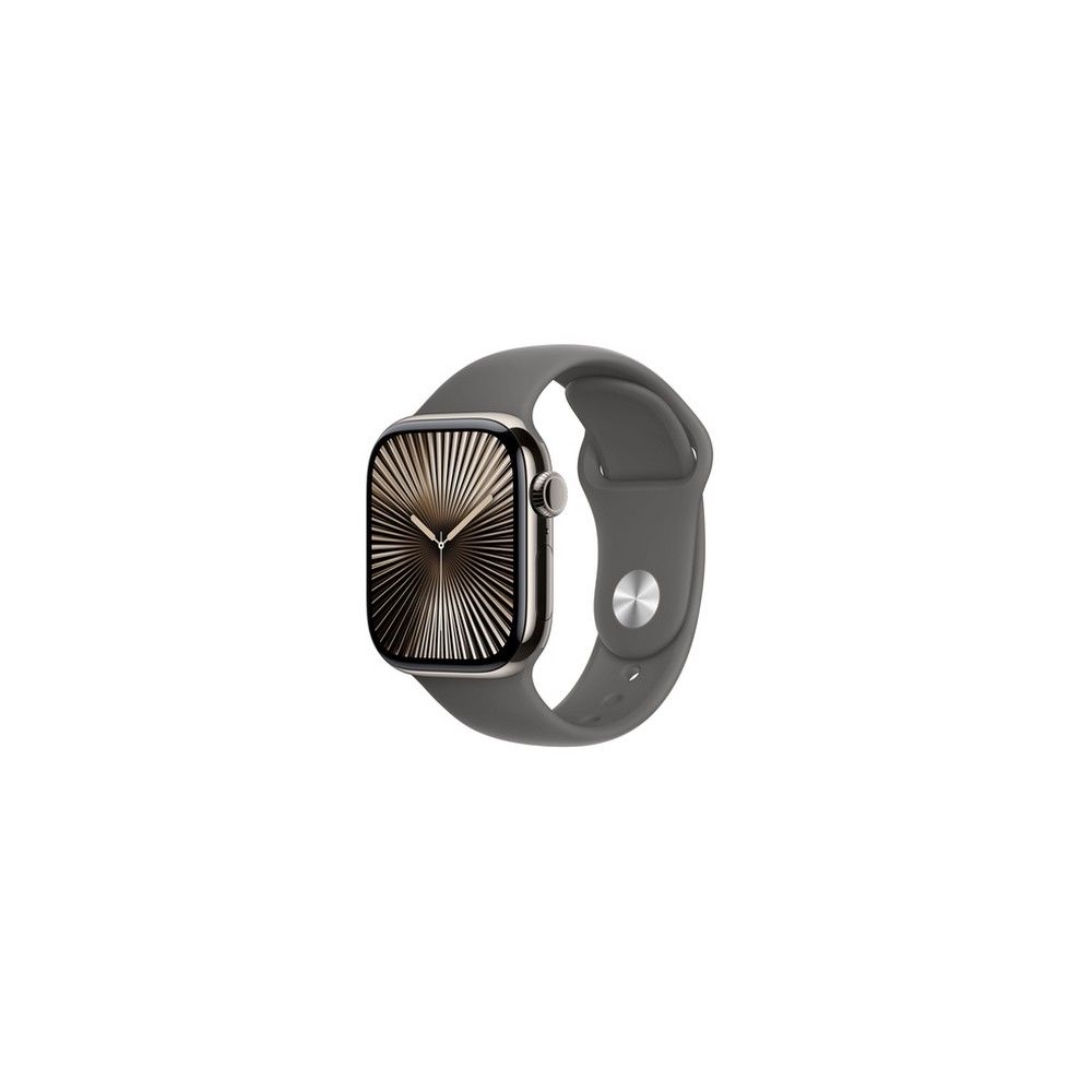 Apple Watch Series 10 GPS + Cellular 42mm Natural Titanium Case with Stone Grey Sport Band - S/M