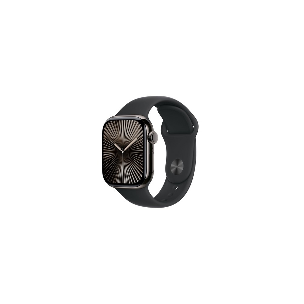 Apple Watch Series 10 GPS + Cellular 42mm Slate Titanium Case with Black Sport Band - M/L