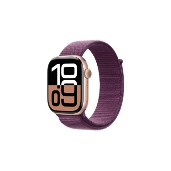 Apple Watch Series 10 GPS + Cellular 46mm Rose Gold Aluminium Case with Plum Sport Loop