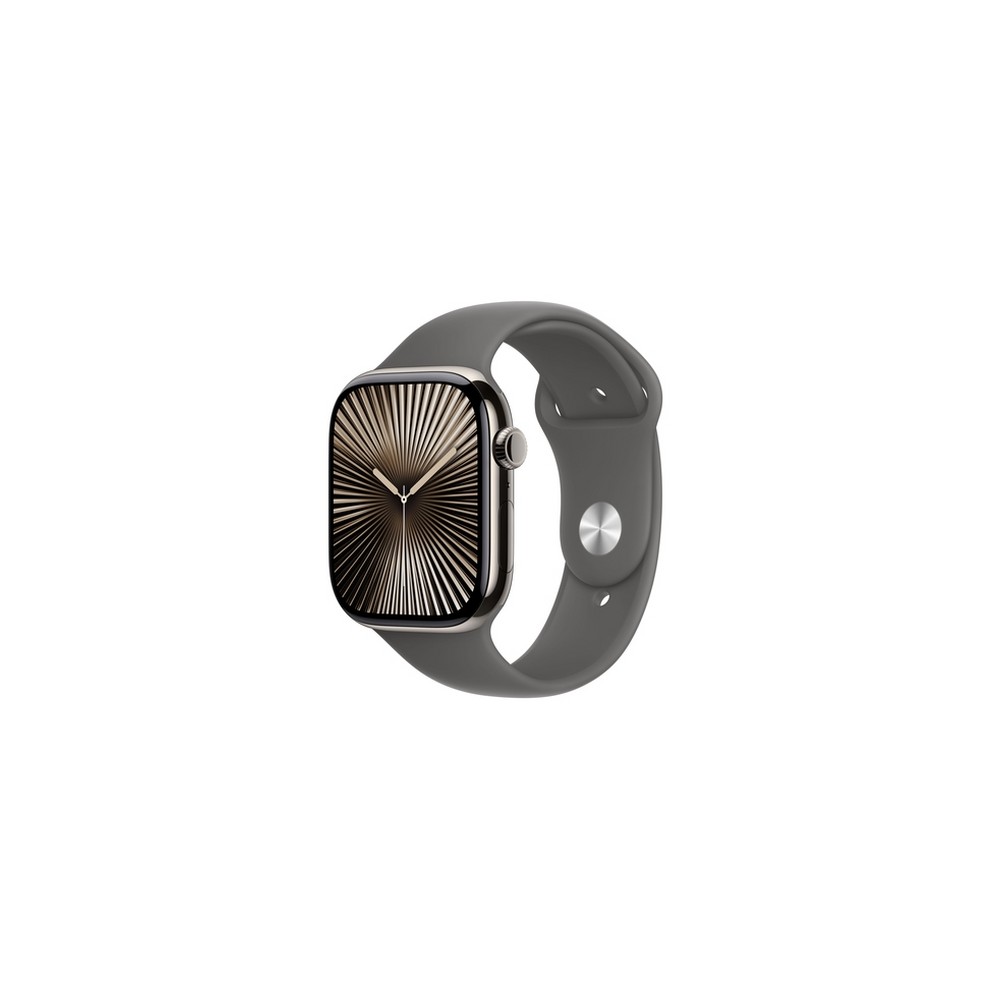 Apple Watch Series 10 GPS + Cellular 46mm Natural Titanium Case with Stone Grey Sport Band - S/M