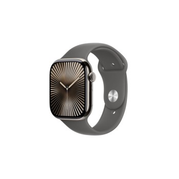 Apple Watch Series 10 GPS + Cellular 46mm Natural Titanium Case with Stone Grey Sport Band - S/M