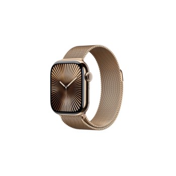 Apple Watch Series 10 GPS + Cellular 42mm Gold Titanium Case with Gold Milanese Loop