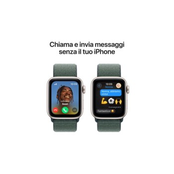 Apple Watch SE GPS + Cellular 40mm Starlight Aluminium Case with Lake Green Sport Loop