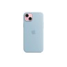 CUSTODIA IN SILICONE IPHONE 15 PLUS CON MAGSAFE \\ BLU CHIARO