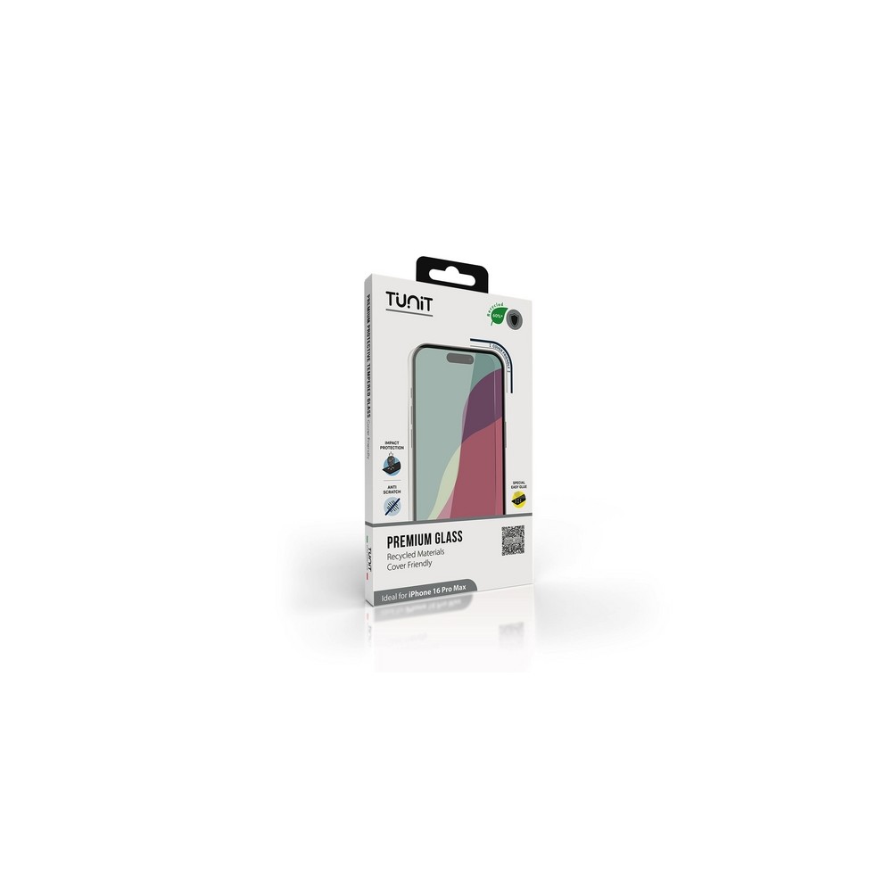 Vetro protettivo per iPhone 16 Pro Max \\ Materiale riciclato, Cover friendly