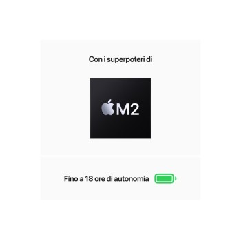 MacBook Air 13" 256GB SSD, 16GB memoria unificata, chip Apple M2 8-core CPU 8-core GPU \\ Mezzanotte