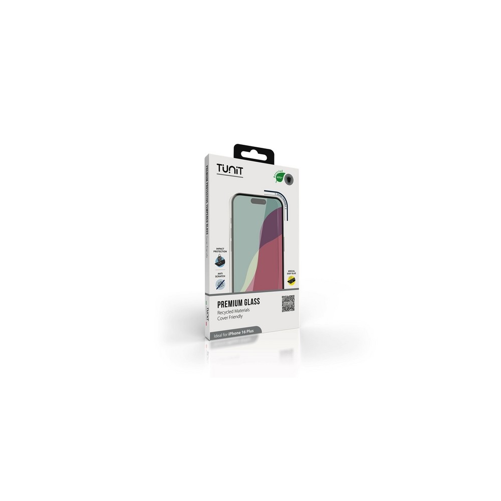 Vetro protettivo per iPhone 16 Plus \\ Materiale riciclato, Cover friendly