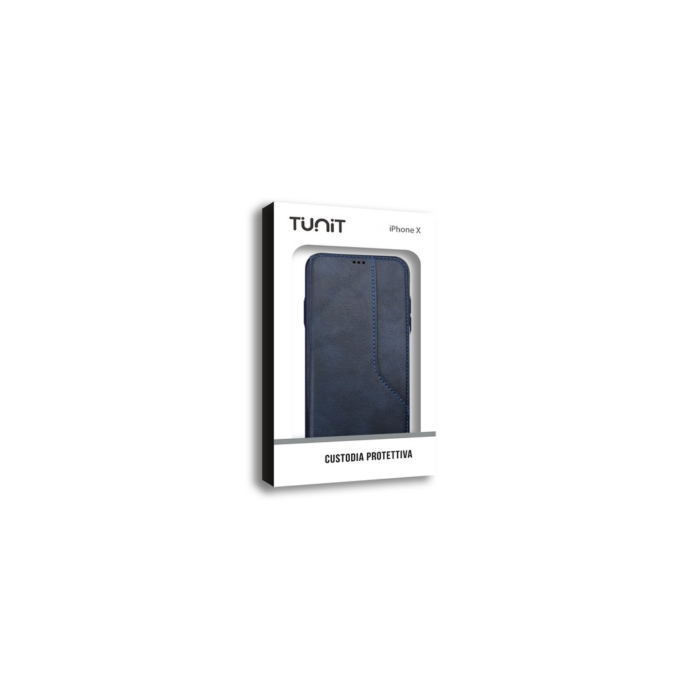 Tunit Book Case - iPhone X/Xs \\ Custodia portfolio effetto pelle con portatessere - Blue