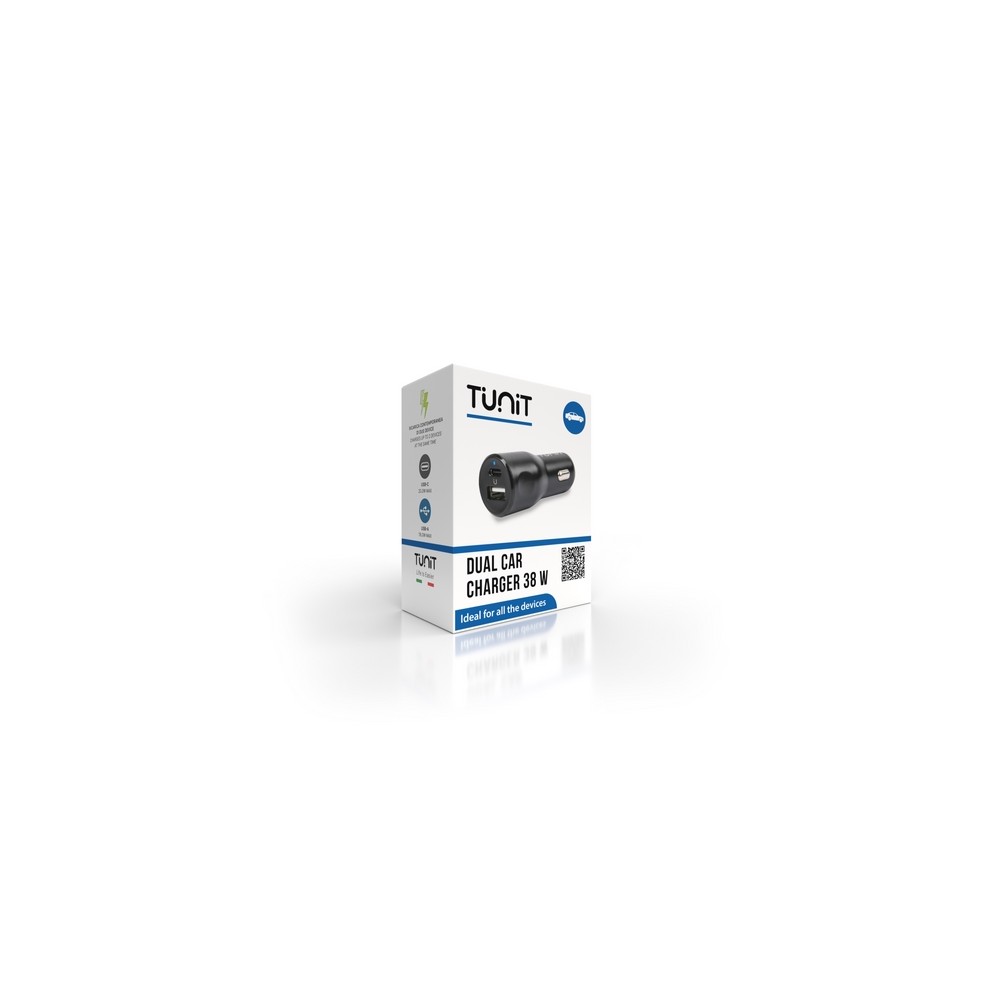 Caricabatteria da auto a doppia ricarica - 38W 1xUSB-C 1xUSB-A