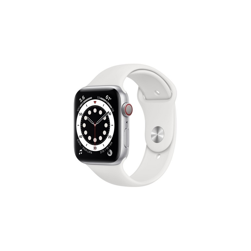 Apple Watch Series 6 GPS+Cellular 44mm \\ Cassa all. argento con cint.Sport bianco - Usato  senza cavo Aliment. Grado A