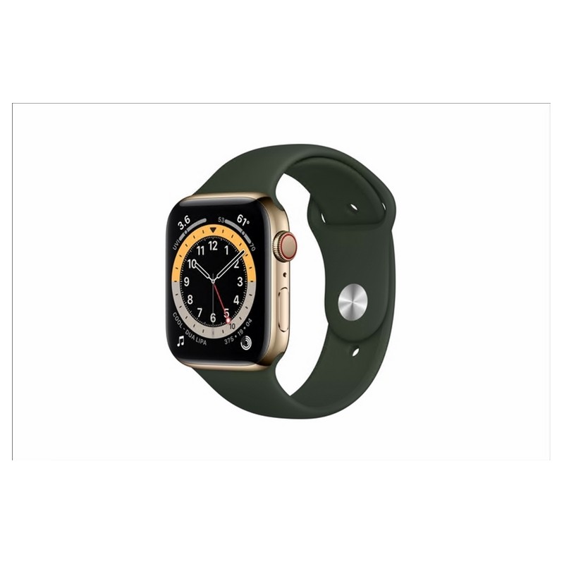 APPLE USATO PREMIUM Apple Watch Series 6 GPS+Cellular 44mm Cassa acciaio inossidabile oro con cint. Sport verde GRADO B