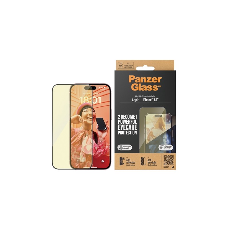 VETRO PROTETTIVO EYECARE PER IPHONE 15 | ULTRA-WIDE FIT CON APPLICATORE